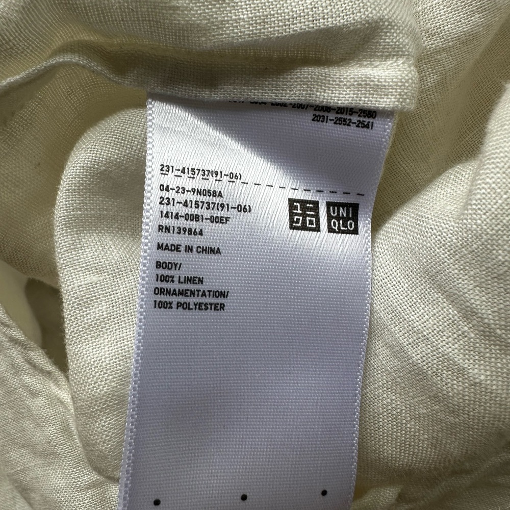 Uniqlo Premium 100% Linen Boho Long-Sleeve tunic Dress coverup Size M off-white - Picture 5 of 7